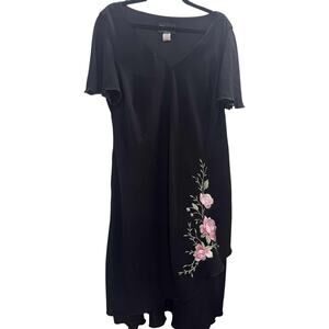 Formal S.L.Fashions Black Floral Embroider Dress 18W